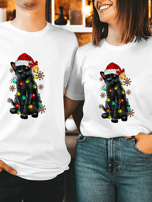 poleras gatito navideño