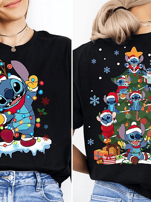 poleras stitch arbol navidad