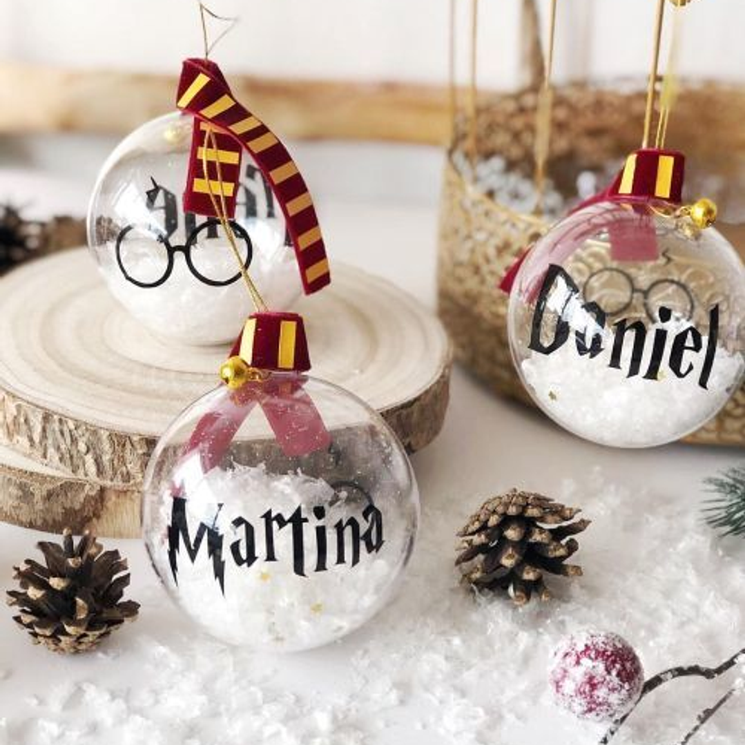 esferas transparentes harry potter navidad con nombre personalizadas 1