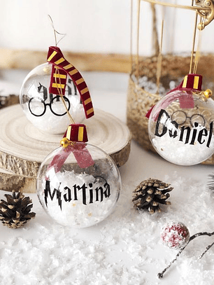 esferas transparentes harry potter navidad con nombre personalizadas