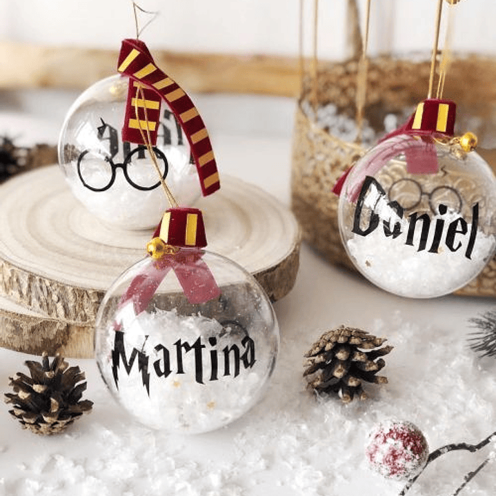 esferas transparentes harry potter navidad con nombre personalizadas 1