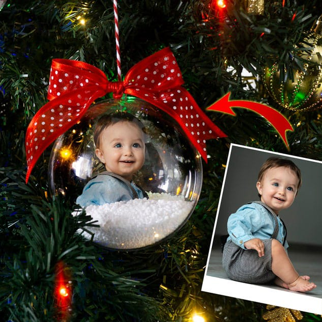 Esferas Transparentes Navideñas Con Fotos Personalizadas 1