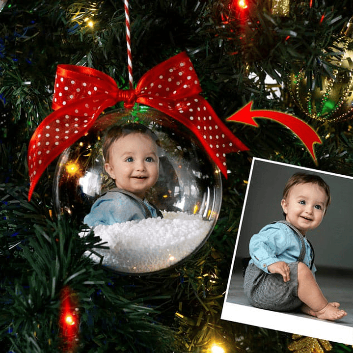 Esferas Transparentes Navideñas Con Fotos Personalizadas 1