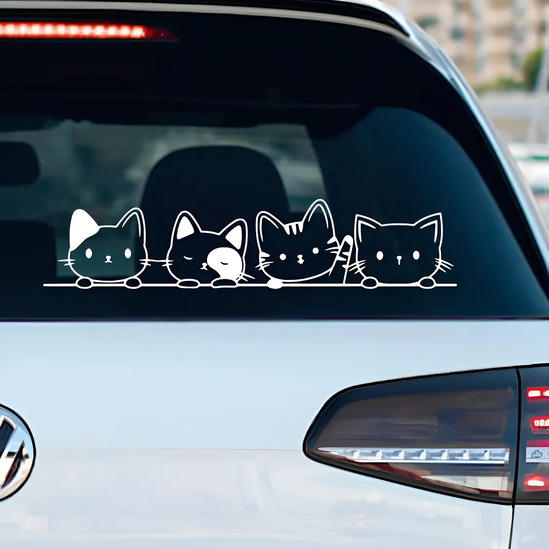 Sticker Vinilo Adhesivo Gatitos Para Autos 1