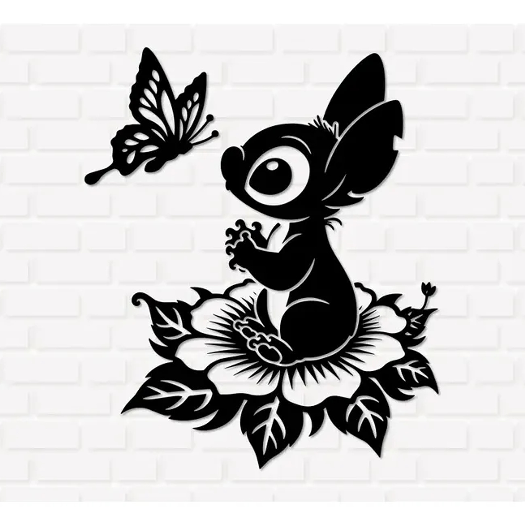 Sticker Decorativo Para Notebook Stitch Flores Adhesivo 1