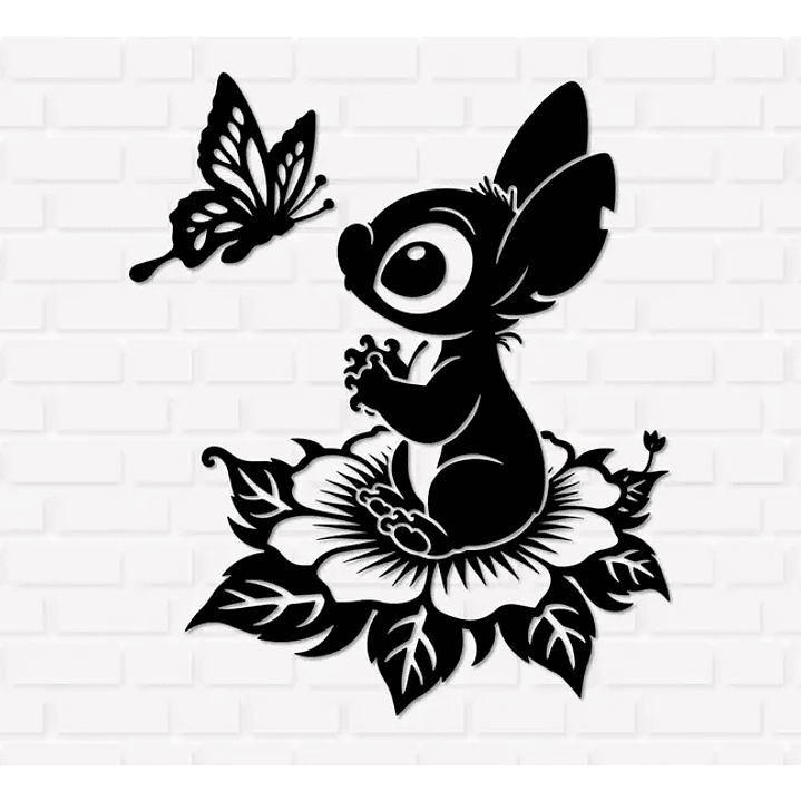 Sticker Decorativo Para Notebook Stitch Flores Adhesivo 1