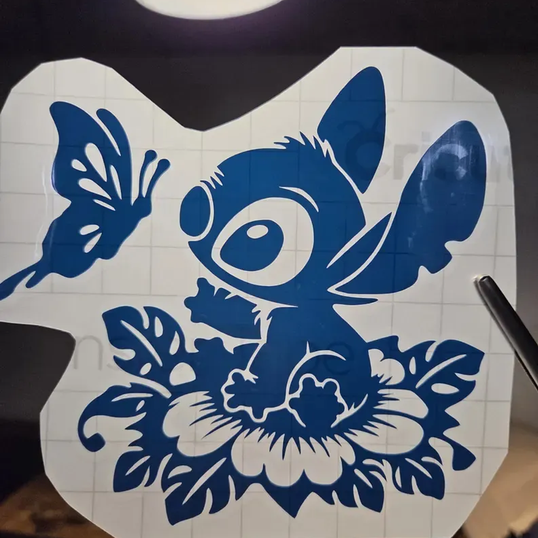 Sticker Decorativo Para Notebook Stitch Flores Adhesivo 2