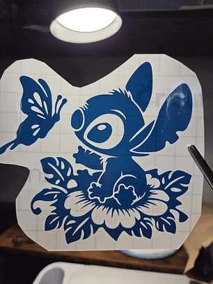 Sticker Decorativo Para Notebook Stitch Flores Adhesivo