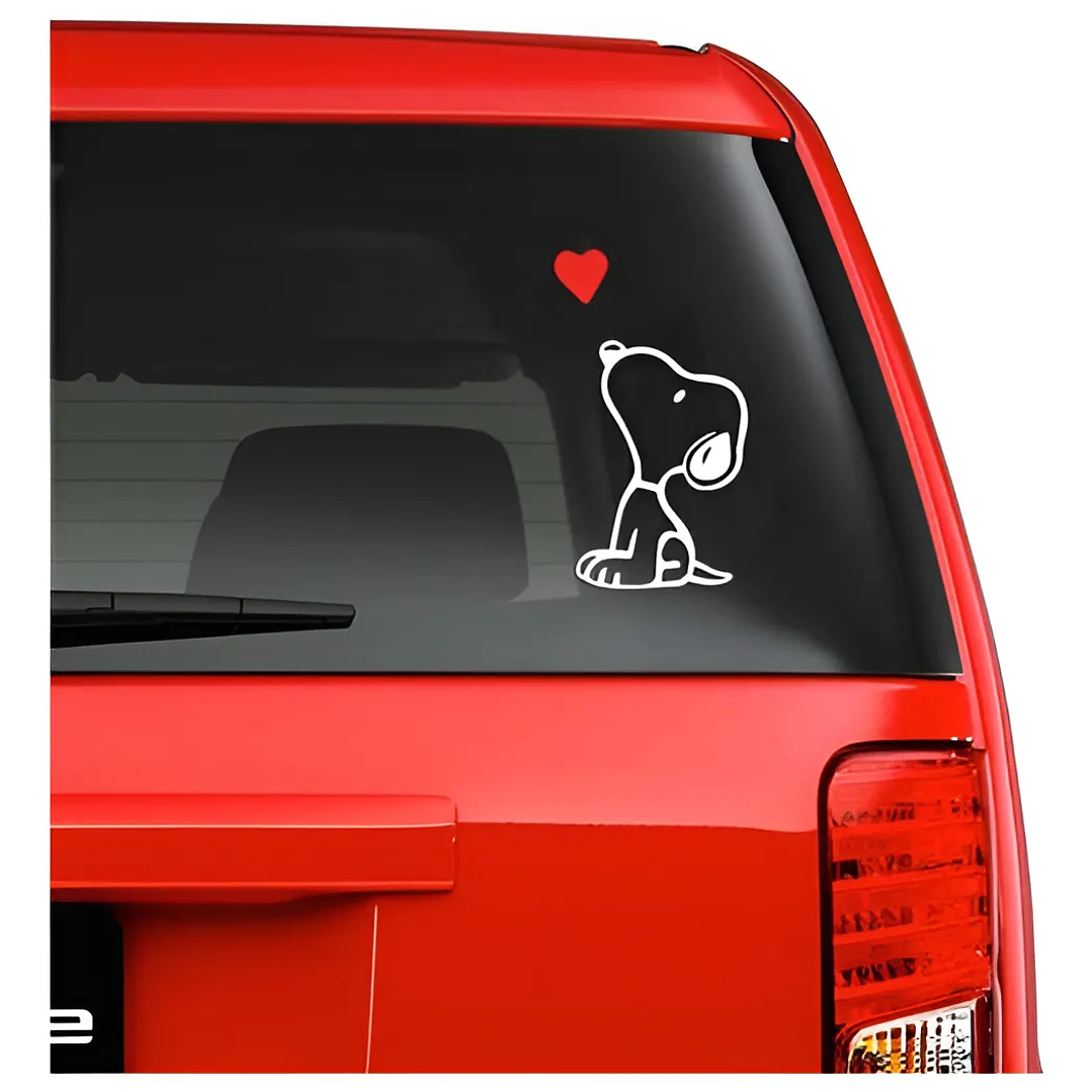 Sticker Vinilo Adhesivo Snoopy Corazon Para Autos 1