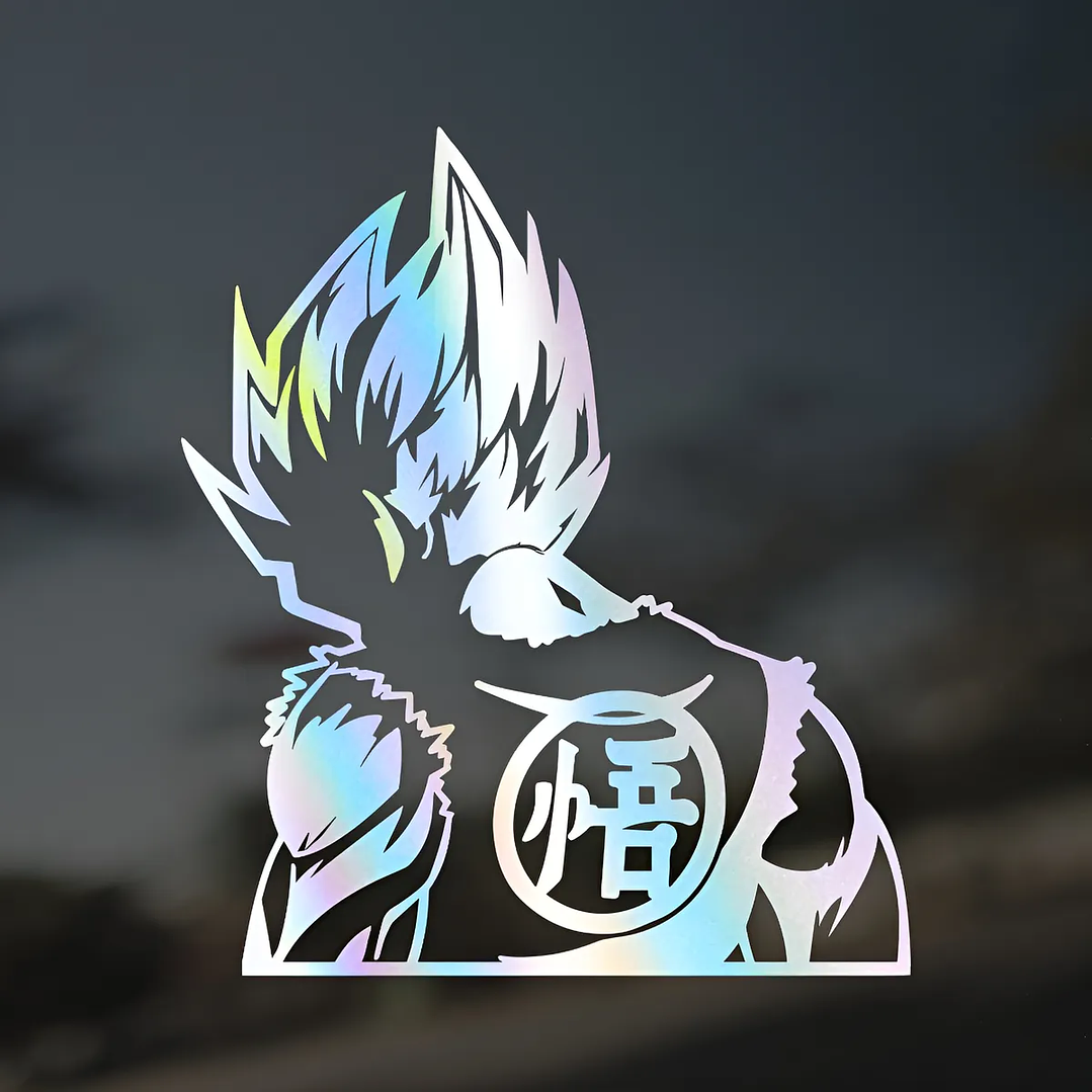 Sticker Vinilo Adhesivo Goku Tornasol Para Autos 1