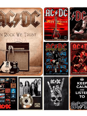 Cartel Metálicos Pack 6 Placas ACDC 20x30 Cm