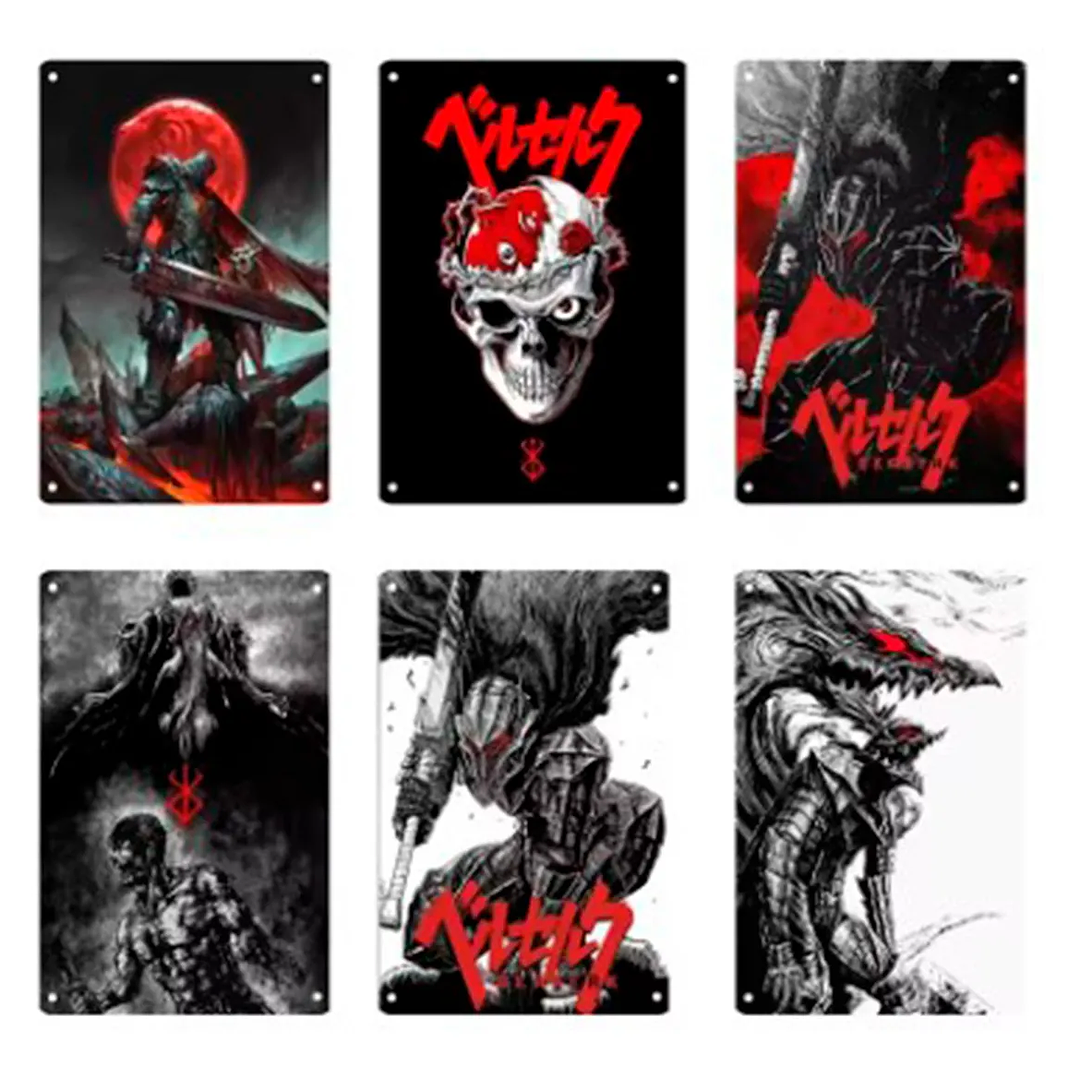 Set 6 Cartel Metalico Berserk Anime Lamina Metalica 1