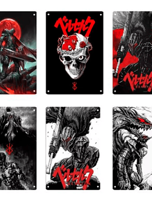Set 6 Cartel Metalico Berserk Anime Lamina Metalica