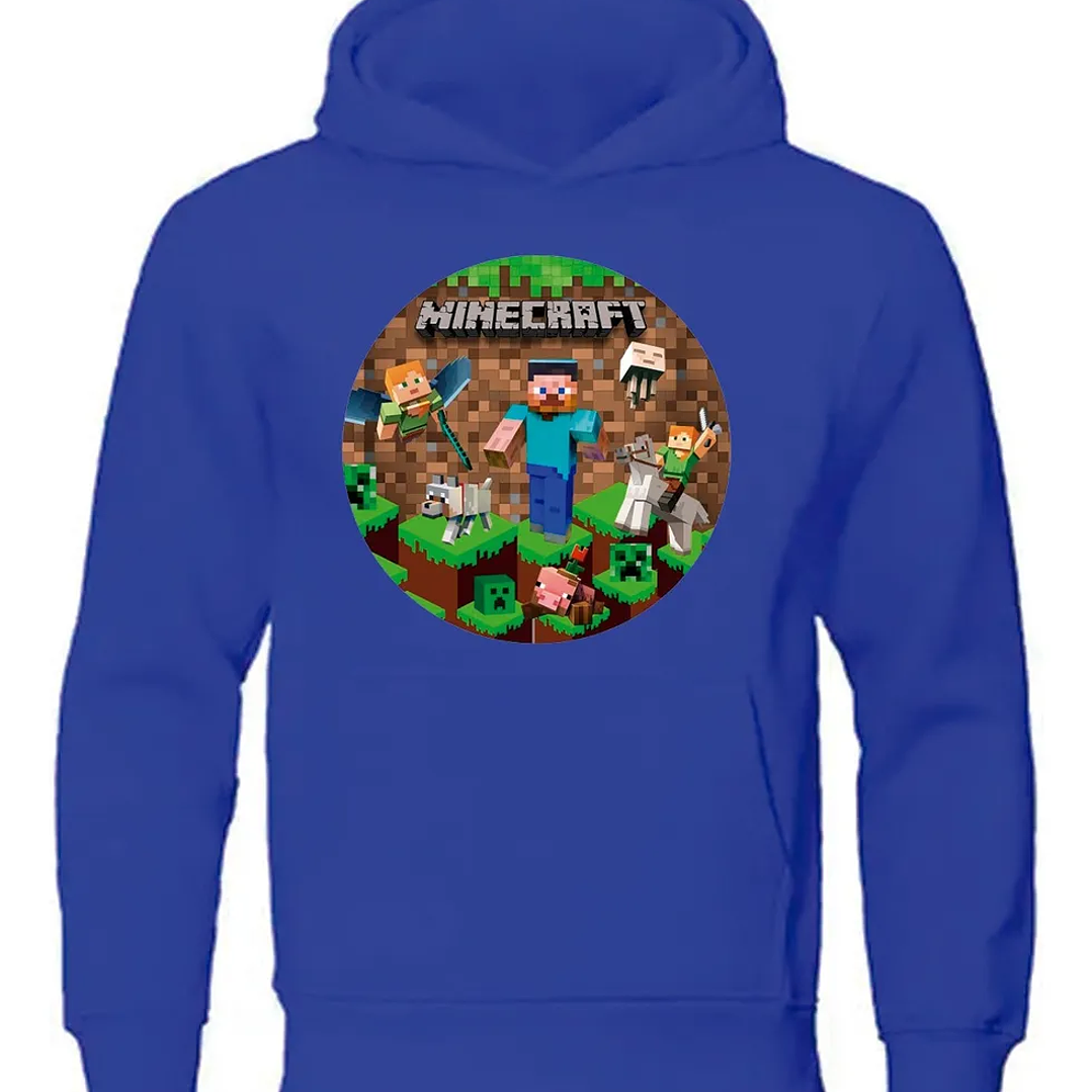 Poleron Minecraft Azul Rey 1