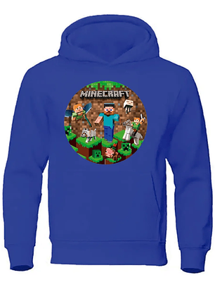 Poleron Minecraft Azul Rey