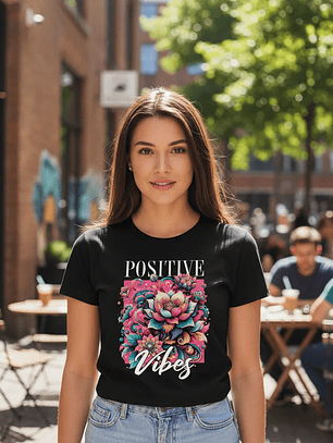 Polera Flores Positive Vibes