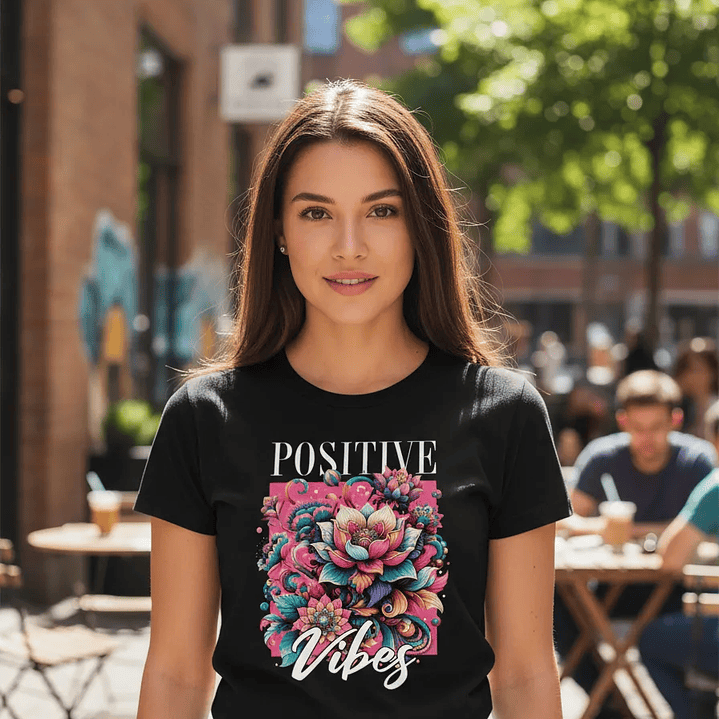 Polera Flores Positive Vibes 1