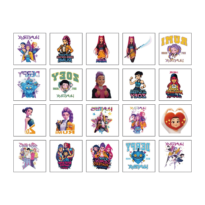 tatuajes temporales huntrix para cumpleaños, diversión 3