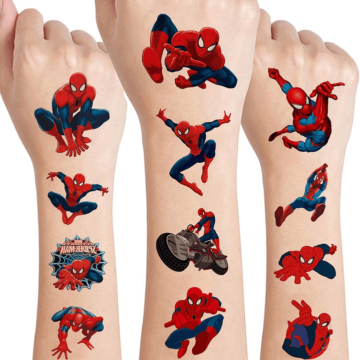 Set 20 Tatuajes Temporales spiderman , para diversion , cumpleaños 1