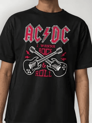 Polera AC DC I wanna rock & roll