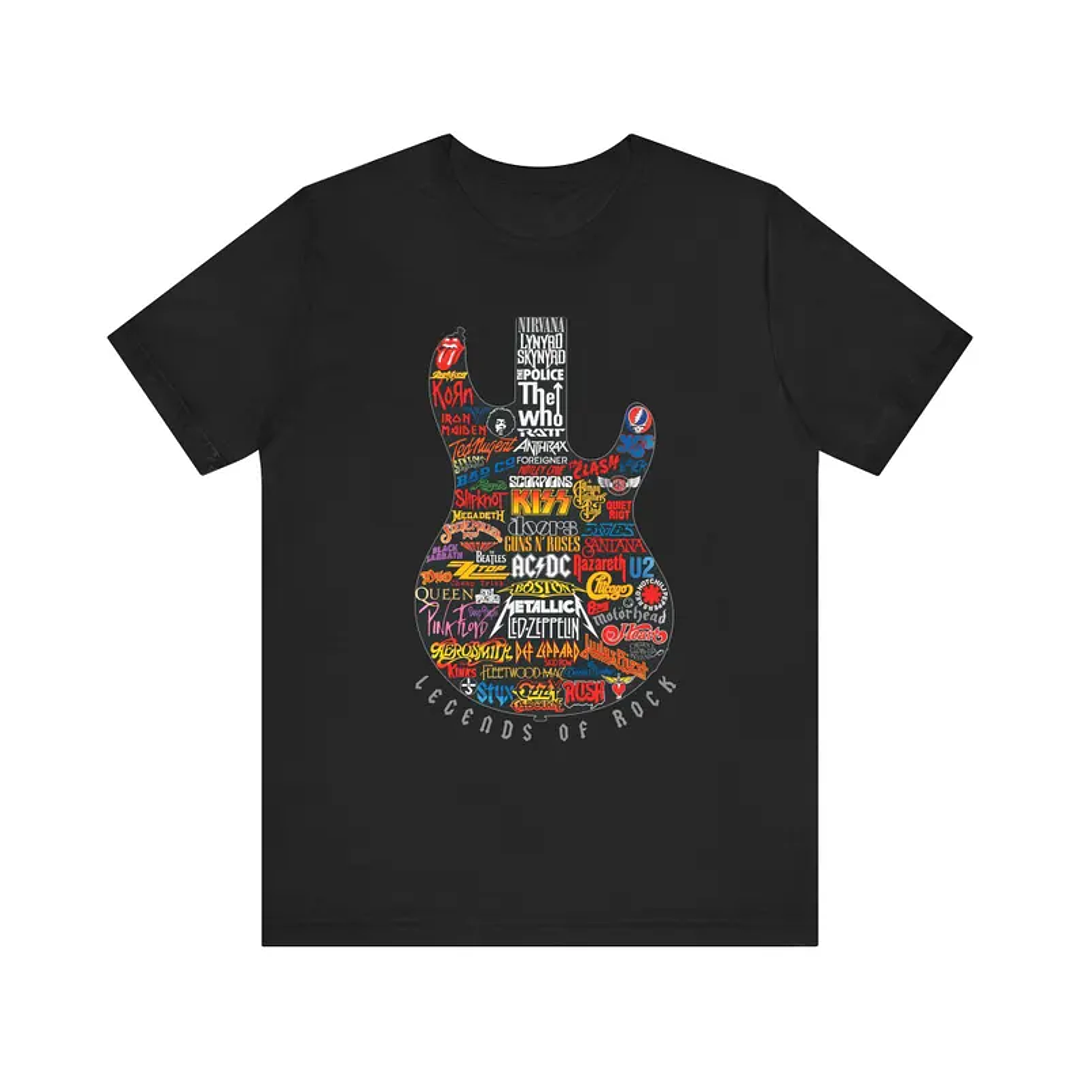 Polera de guitarra de leyendas del rock 1