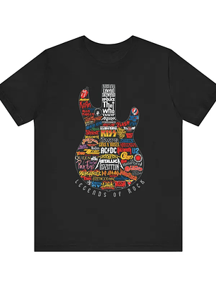 Polera de guitarra de leyendas del rock