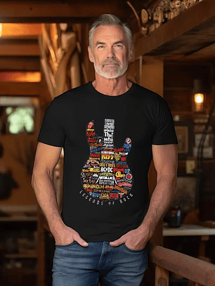 Polera de guitarra de leyendas del rock
