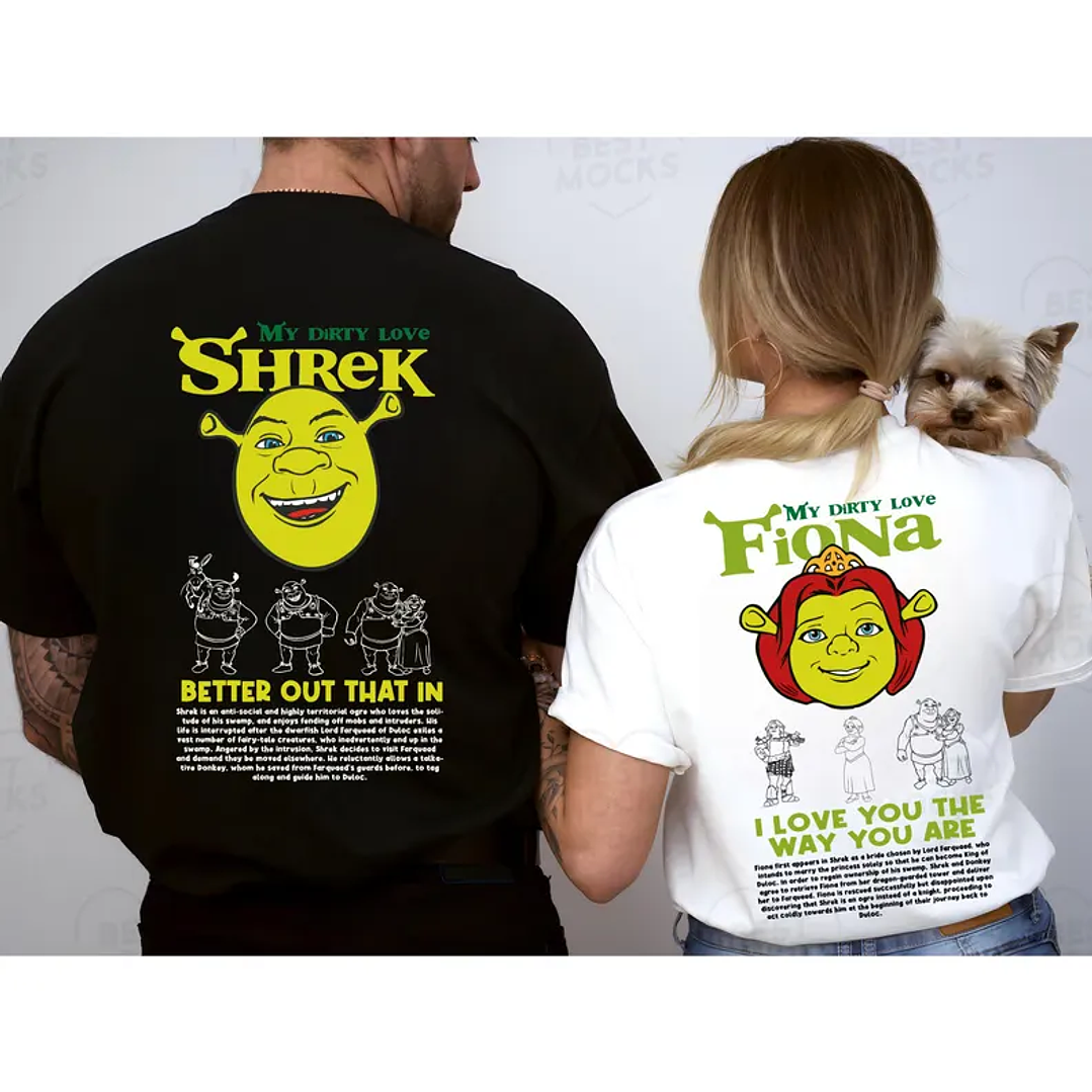 💚👑 Poleras de Pareja Shrek & Fiona 👑💚 1