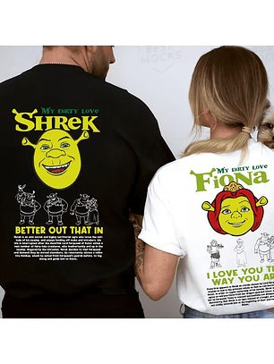 💚👑 Poleras de Pareja Shrek & Fiona 👑💚