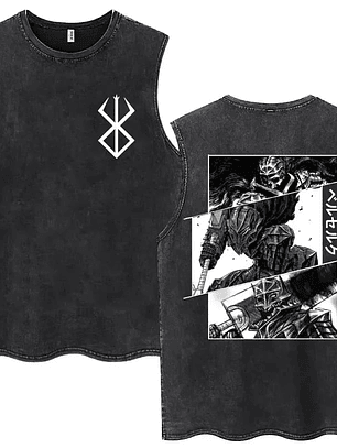 Polera berserk prelavada 240 gr acid wash modelo 7