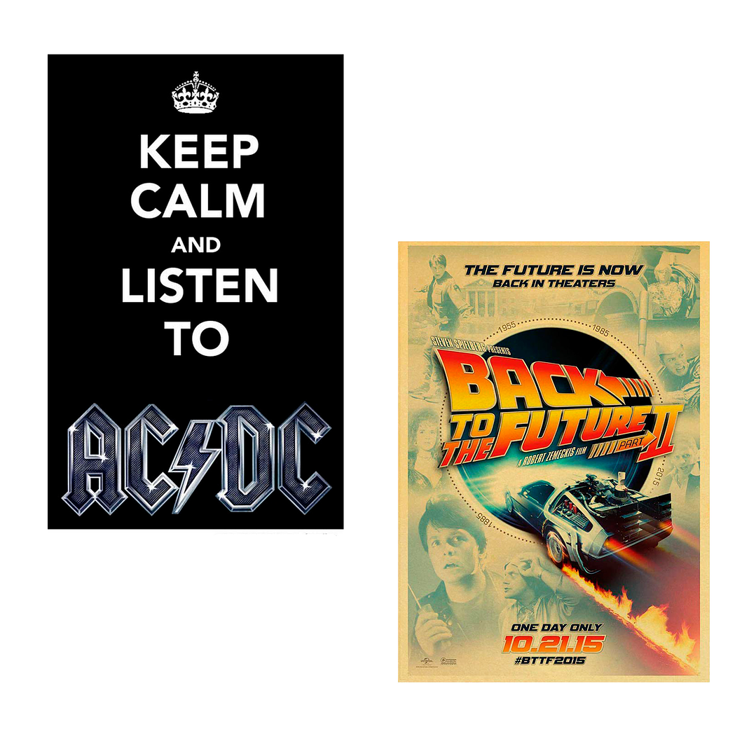 2 placas metalicas ACDC + volver al futuro 1