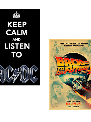 2 placas metalicas ACDC + volver al futuro