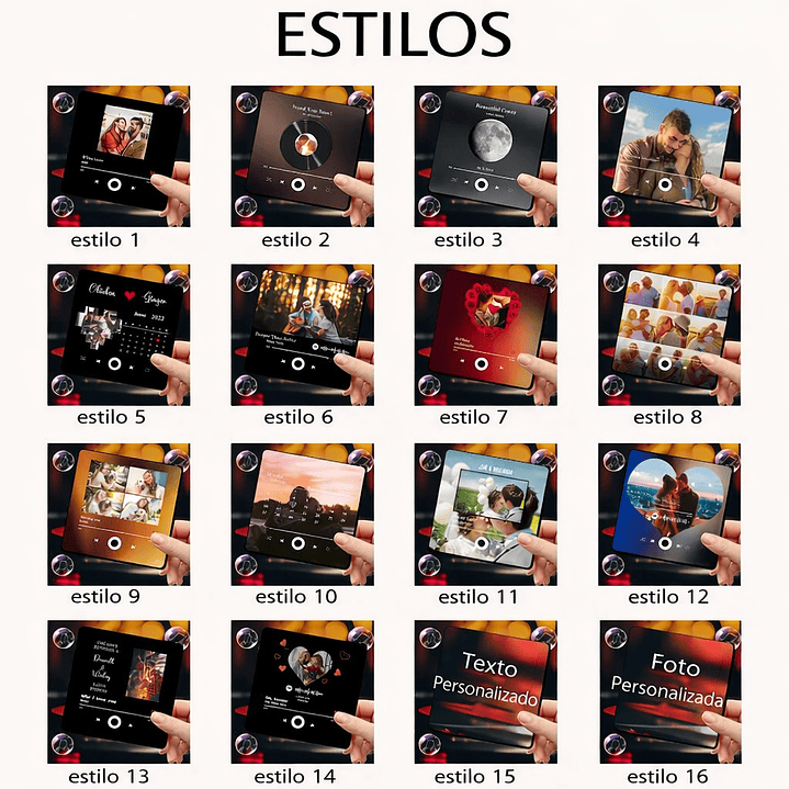 Imán Musical con foto Bluetooth Recargable 10x10 cm 20