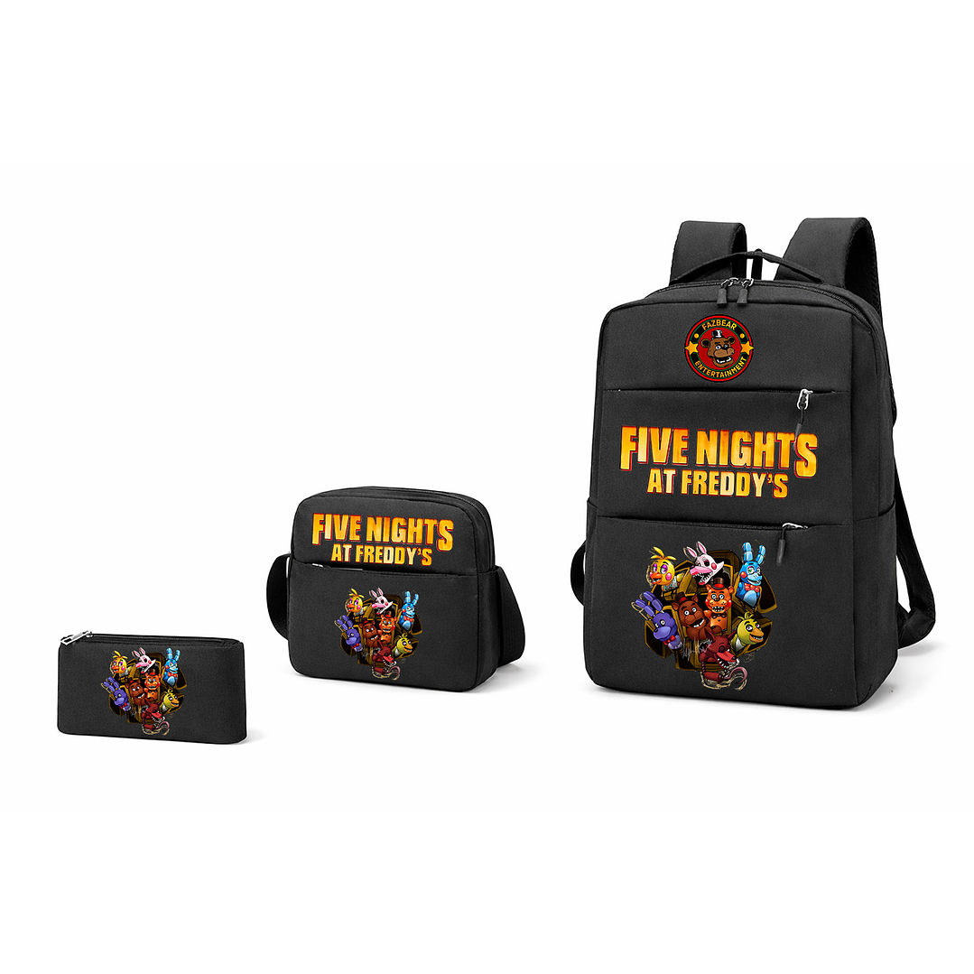 🔥 SET MOCHILA + BANANO + ESTUCHE FIVE NIGHTS AT FREDDY’S CON PUERTO USB 1
