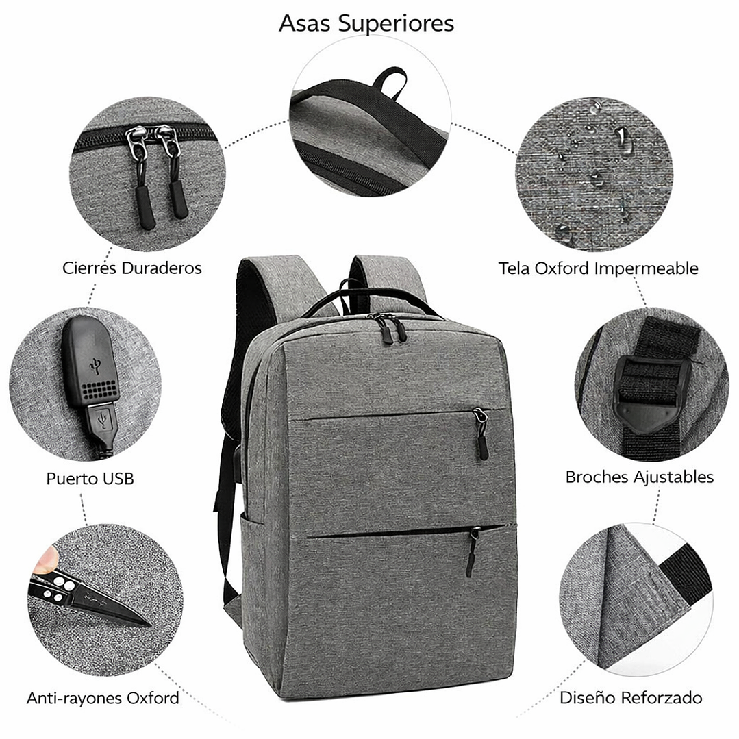 SET MOCHILA + BANANO + ESTUCHE SAJA BOYS CON ENTRADA USB 3