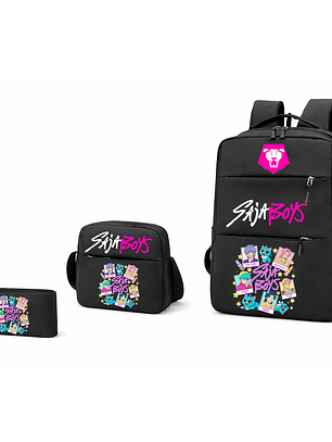 SET MOCHILA + BANANO + ESTUCHE SAJA BOYS CON ENTRADA USB