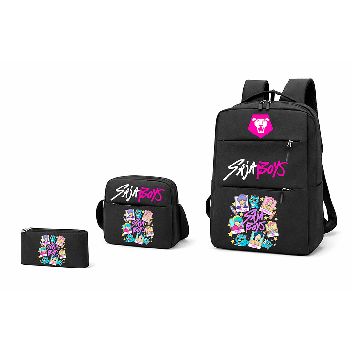 SET MOCHILA + BANANO + ESTUCHE SAJA BOYS CON ENTRADA USB 1