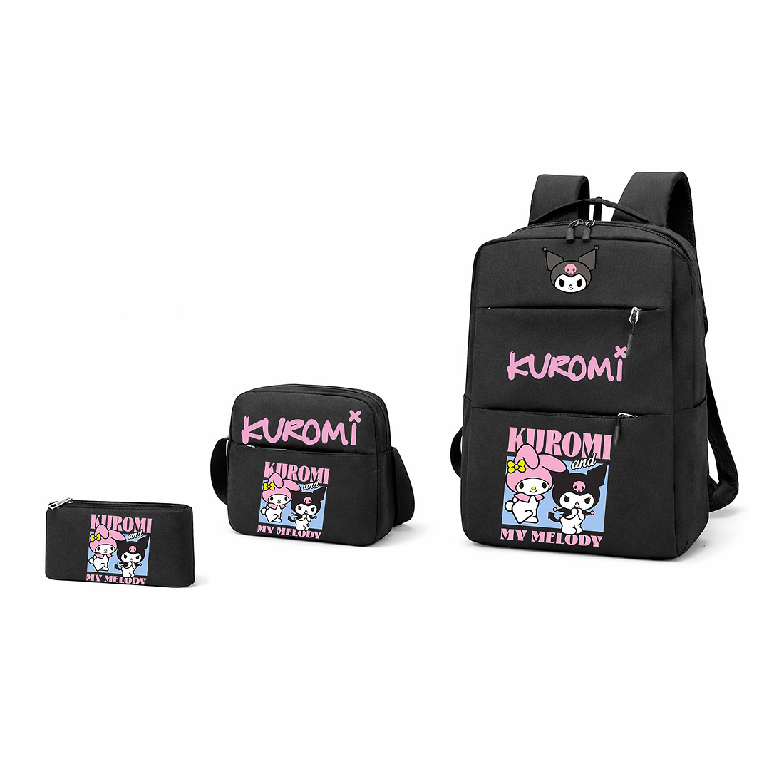 SET MOCHILA + BANANO + ESTUCHE KUROMI ENTRADA USB 1
