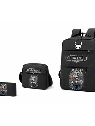 SET MOCHILA + BANANO + ESTUCHE HOLLOW KNIGHT ENTRADA USB
