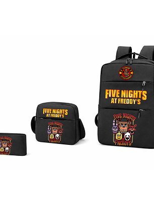 🔥 SET MOCHILA + BANANO + ESTUCHE FIVE NIGHTS AT FREDDY’S 2 CON PUERTO USB