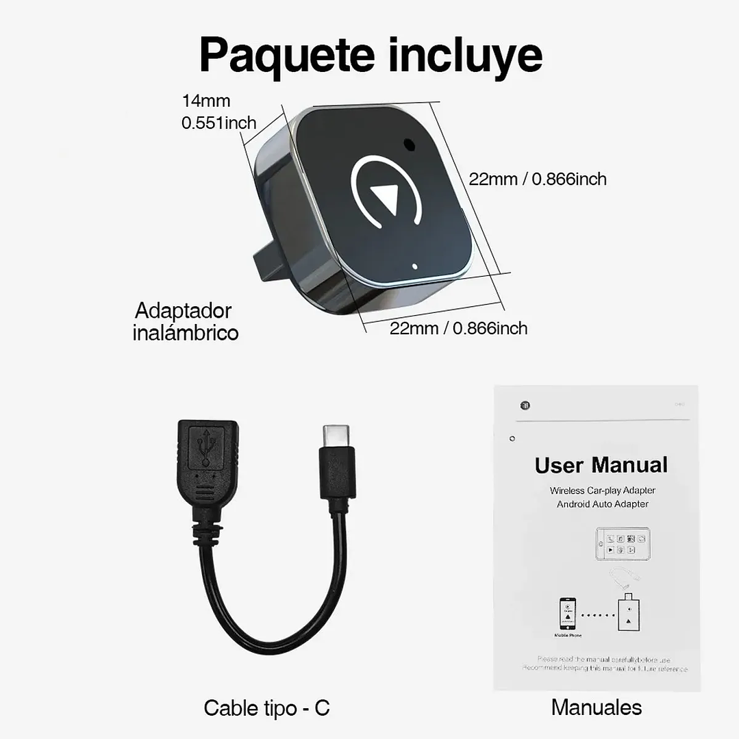 Adaptador Automático Inalámbrico 2 En 1 Para Carplay/android Conexión WiFi Y Bluetooth Plug Y Play 2