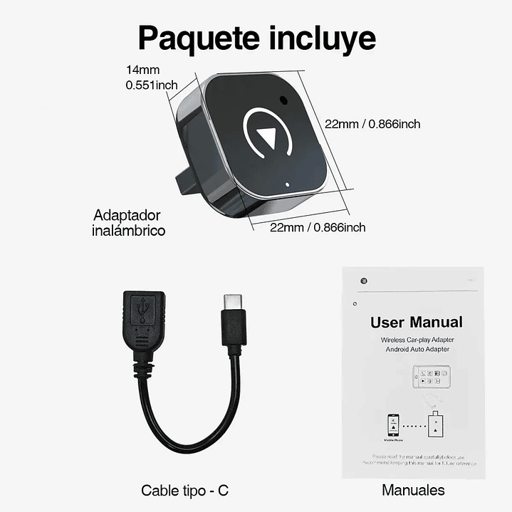 Adaptador Automático Inalámbrico 2 En 1 Para Carplay/android Conexión WiFi Y Bluetooth Plug Y Play 2