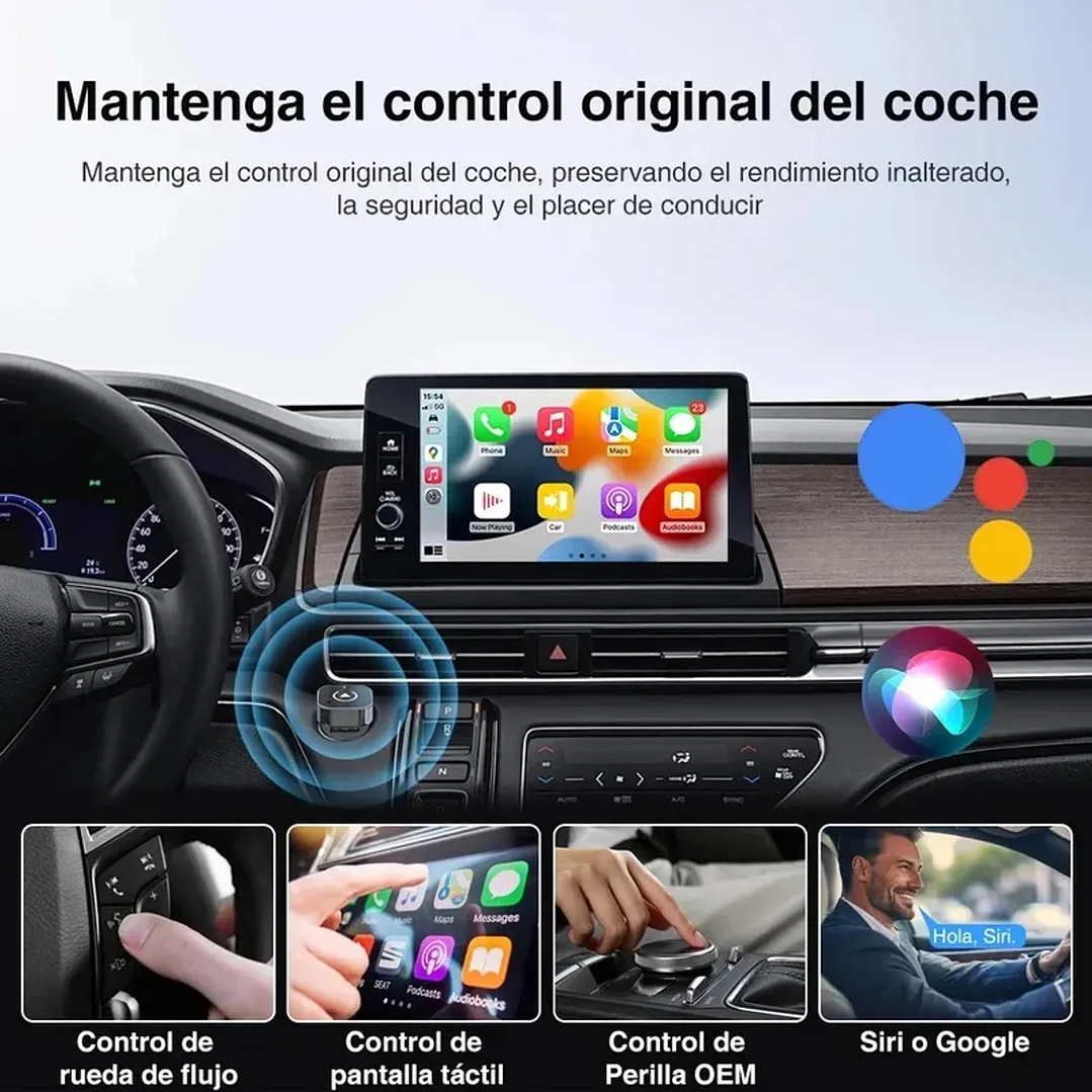 Adaptador Automático Inalámbrico 2 En 1 Para Carplay/android Conexión WiFi Y Bluetooth Plug Y Play 5