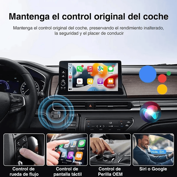 Adaptador Automático Inalámbrico 2 En 1 Para Carplay/android Conexión WiFi Y Bluetooth Plug Y Play 5