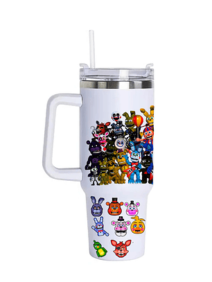 Vaso Térmico five nights at freddy's 1.2 Litros Acero Inoxidable con Bombilla