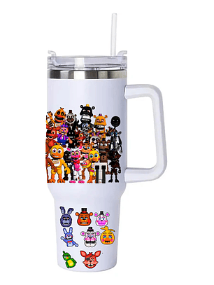 Vaso Térmico five nights at freddy's 1.2 Litros Acero Inoxidable con Bombilla
