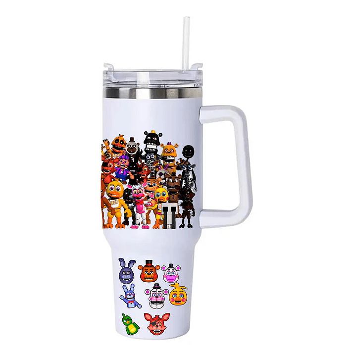 Vaso Térmico five nights at freddy's 1.2 Litros Acero Inoxidable con Bombilla 1