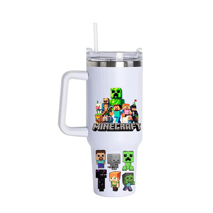 Vaso Térmico minecraft 1.2 Litros Acero Inoxidable con Bombilla 1