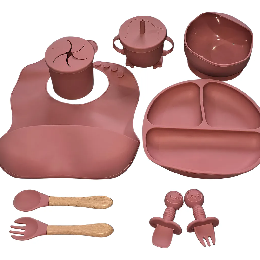 Set De Alimentacion Para Bebés Silicona 9 Piezas varios colores 1