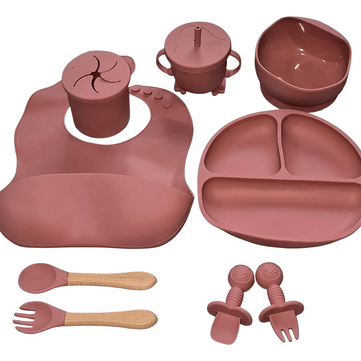 Set De Alimentacion Para Bebés Silicona 9 Piezas varios colores 1